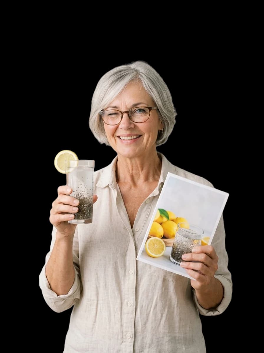 Evie holding a small printed 7-Day Bloat Reset booklet