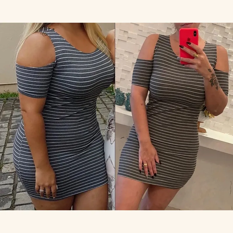 Before and after in the same dress