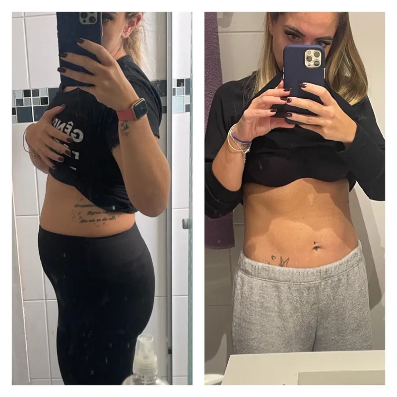 Before and after mirror selfie