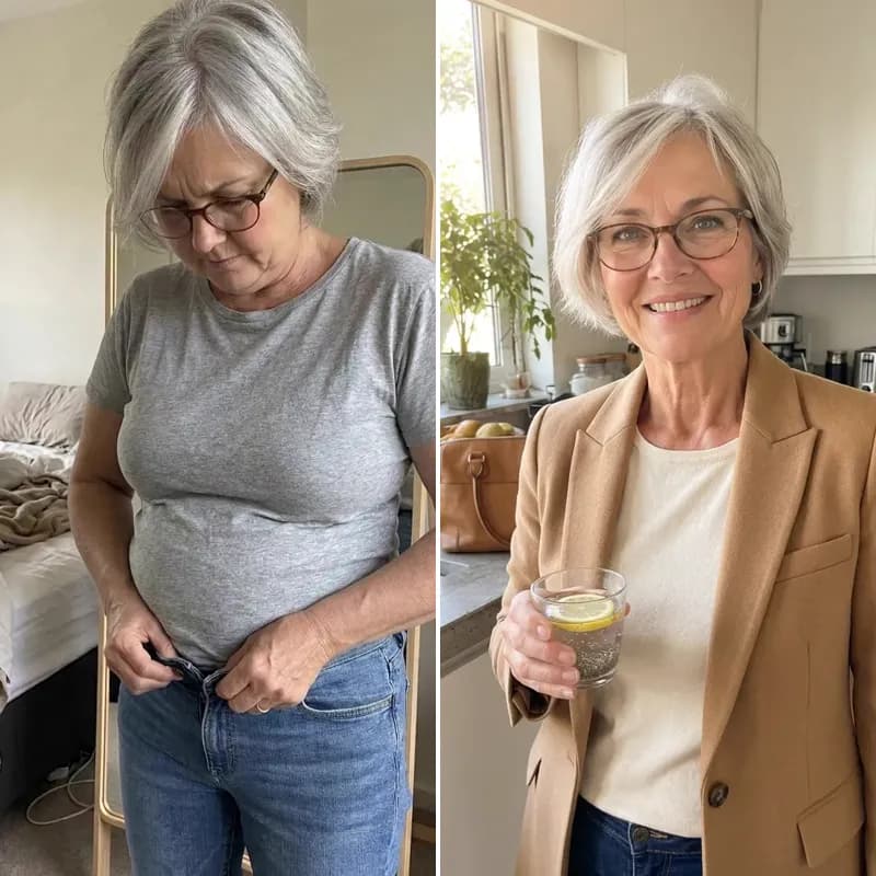 Evie before and after her Golden Day routine