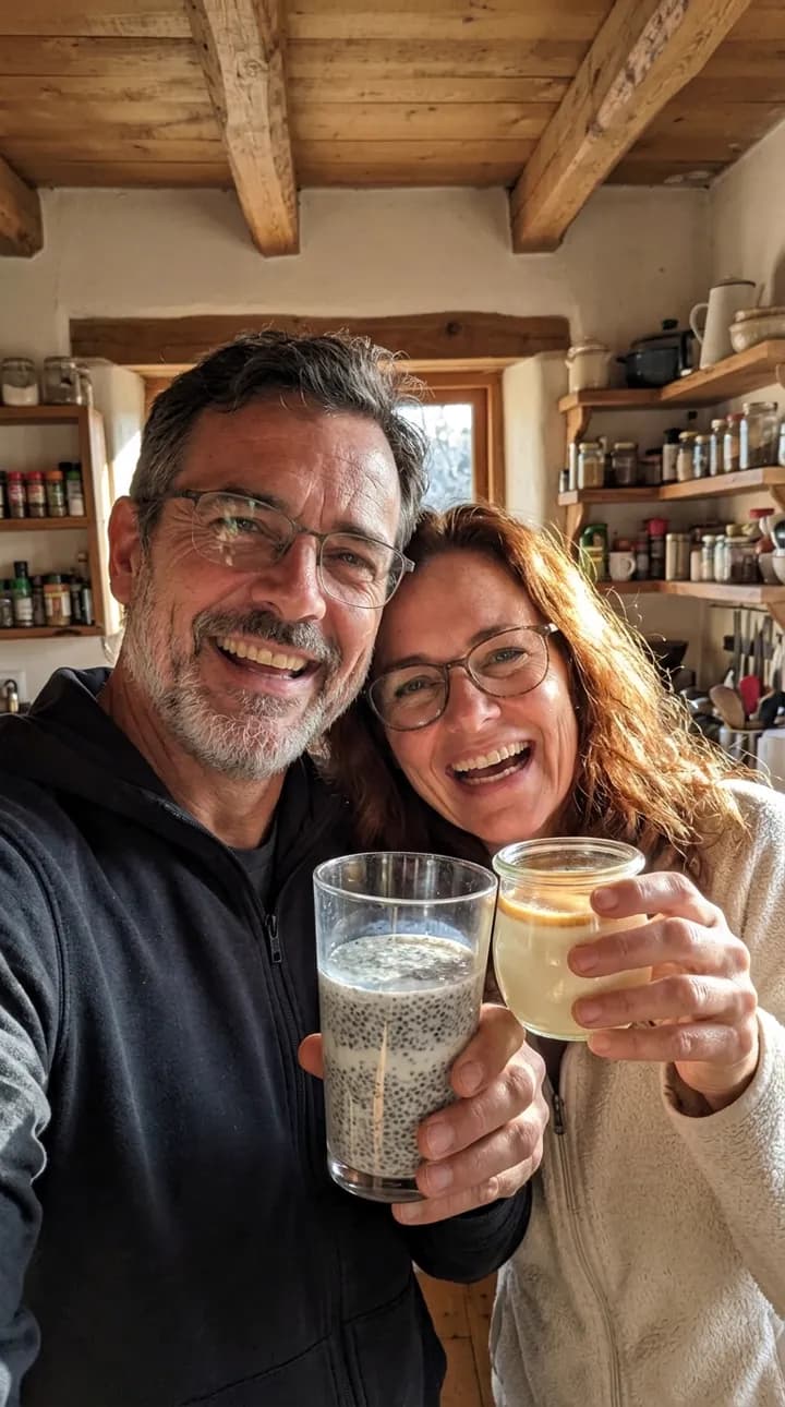 Jack and Anne clinking their glasses